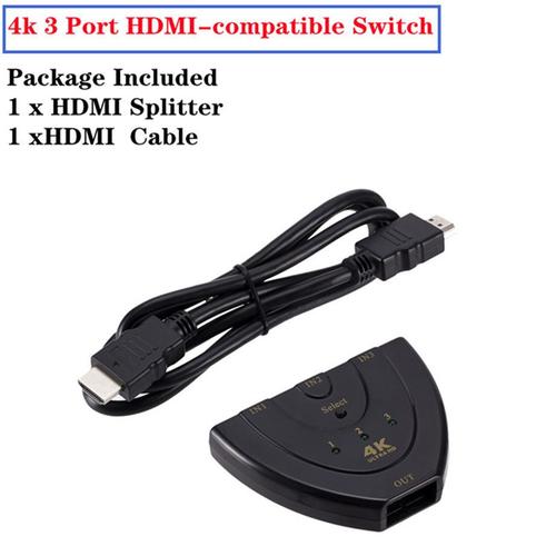 Product D =0.5m Répartiteur de câble HDMI 4K 2K 3x1 HD 1080P, adaptateur de commutation vidéo, 3 entrées 1 port de sortie, hub pour Xbox PS4 DVD HDTV PC portable TV ""Nipseyteko""