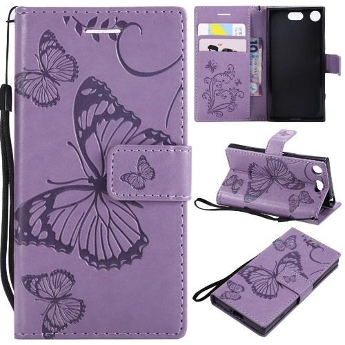 Flip Étui Pour Sony Xperia Xz1 Compact Avec Support De Fente Pour Carte Couverture Antichoc Couverture Magnétique Cuir Pu Flip Kickband - Violet