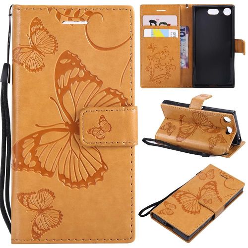 Flip Étui Pour Sony Xperia Xz1 Compact Avec Support De Fente Pour Carte Couverture Antichoc Couverture Magnétique Cuir Pu Flip Kickband - Le Brun