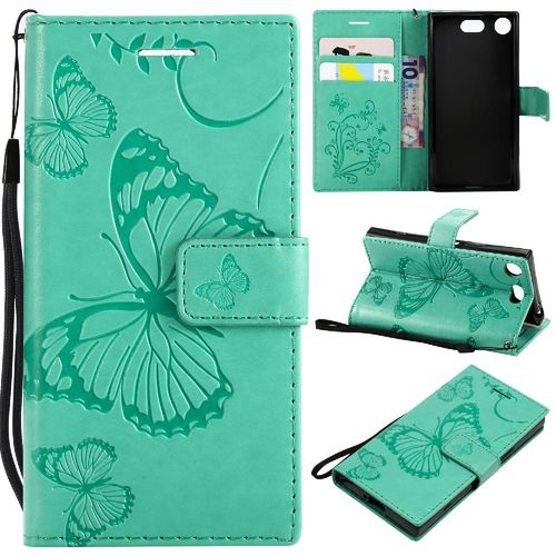 Flip Étui Pour Sony Xperia Xz1 Compact Avec Support De Fente Pour Carte Couverture Antichoc Couverture Magnétique Cuir Pu Flip Kickband - Vert