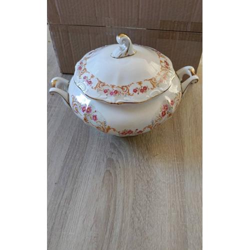 Soupière Porcelaine De France Digoin Fleur Liseré Doré