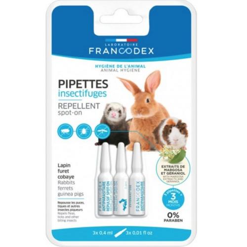 Francodex Pipettes Insectifuges 3283021740736 Hygiene Animal Animaux Lapin Furet Cobaye Anti Puces Tiques Soins Comasound Kartel Csk Online
