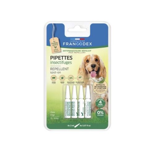 Francodex Pipettes Insectifuges 3283021752234 Hygiene Animal Animaux Chien Dog Anti Puces Tiques Antiparasitaire Repulsif Soins Comasound Kartel Csk Online