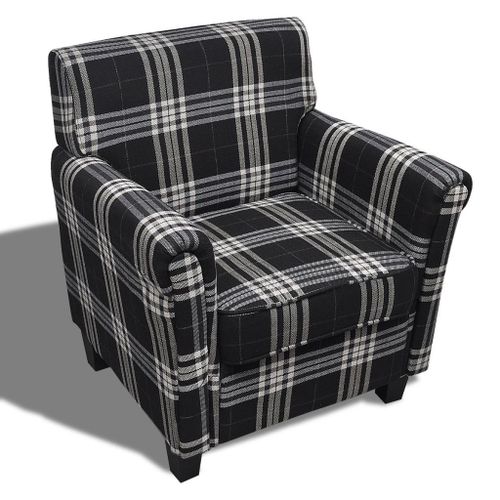 Fauteuil Chaise Siège Lounge Design Club Sofa Salon Avec Coussin Tissu Noir Helloshop26 1102042/3