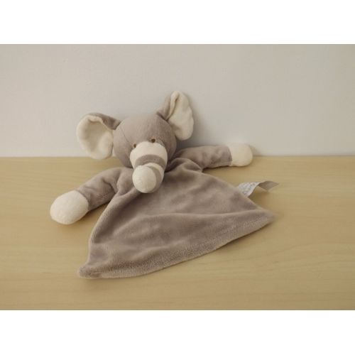 Doudou Éléphant Gris Blanc Charly & Cie Tiamo