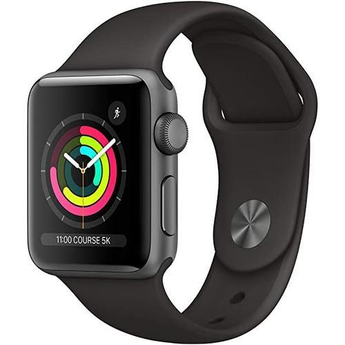 Apple Watch Series 3 (Gps) - Boitier 38 Mm Gris En Aluminium - Bracelet Noir 130-200 Mm - 8 Go - Wi-Fi, Bluetooth - 26.7 G
