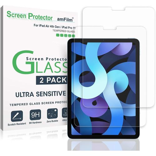 Verre Trempé Protection Écran Ipad Air 4 (2020) Et Ipad Pro 11 (2020/2018 Modèles), Couverture Complète (Install Facile) Film Protecteur D'écran Avec Apple Pencil (2 Pièces)