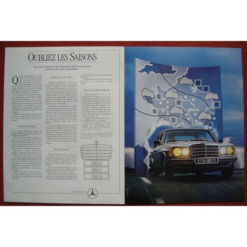 Publicité Papier - Voiture Mercedes 200 D De 1982