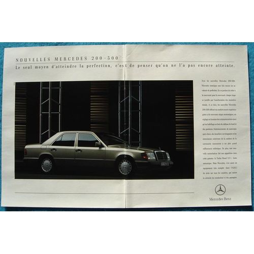 Publicité Papier - Voitures Mercedes 200 Et 300 De 1989