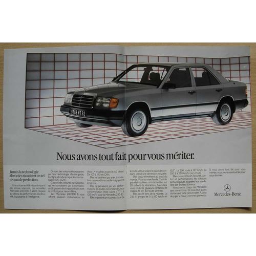 Publicité Papier - Voitures Mercedes 200/300 E De 1985