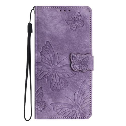 Flip Étui Pour Samsung Galaxy A8 Plus 2018 Portefeuille Fermeture Magnétique Papillon Titulaire De Fentes Pour Cartes Cuir Pu - Violet