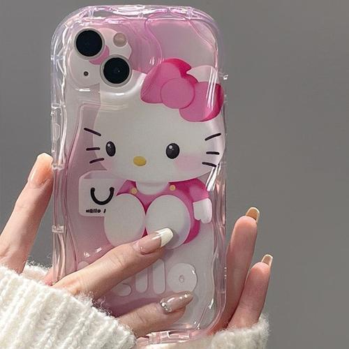 Sanurgente Cream Hello Kitty Coque De Téléphone Pour Fille Gel De Pton Rose Transparent Anti-Chute Iphone 15 14 13 Pro Max 11 12 13 Pro 7 8 Plus Y2k