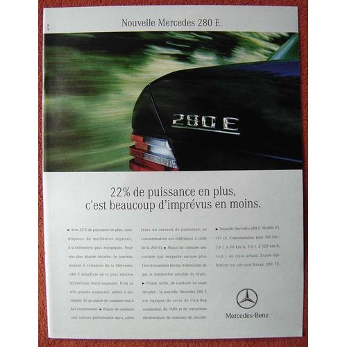 Publicité Papier - Voiture Mercedes 280 E De 1992