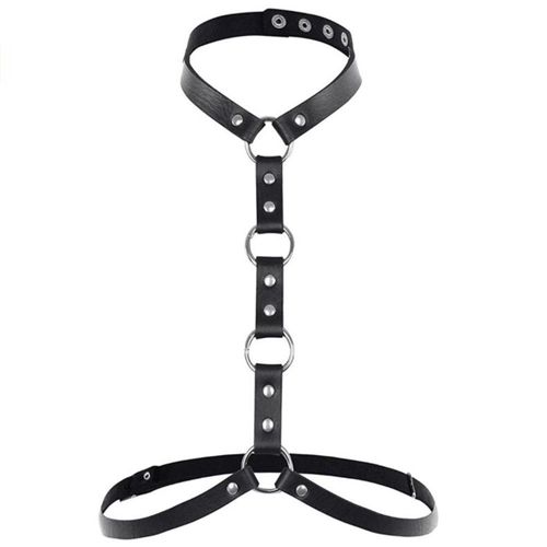 Expédié De France Harnais Cordon Sangles Corps Anneau Métal Simili Cuir Epais Solide Bretelle Mixte Lingerie Cage Ceinture Punk Gothique Photographie Danse Festival Rave Taille Réglable