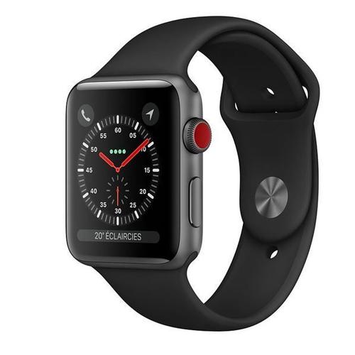 Apple Watch Series 3 (Gps + Cellular) - Boîtier 42 Mm Aluminium Space Grey - Bracelet Sport Noir 140-210 Mm
