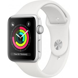 Apple Watch Series 3 (Gps) - Boîtier 42 Mm Aluminium Argenté Avec Bracelet Sport Blanc - 8 Go - 32.3 G
