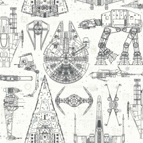 Papier peint adhésif Star Wars Blueprint - 52,07 cm x 5.03 m