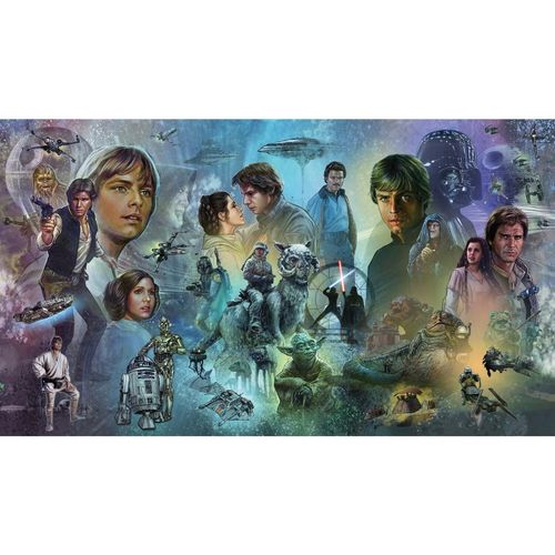 Fresque murale adhésive géante Disney Star Wars Original Trilogy motifs vintage - 3.2 m x 1.83 m
