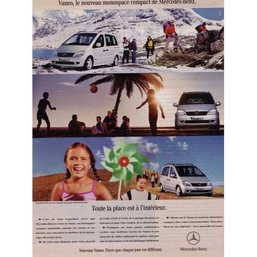 Publicité Papier - Voiture Mercedes Vaneo De 2002