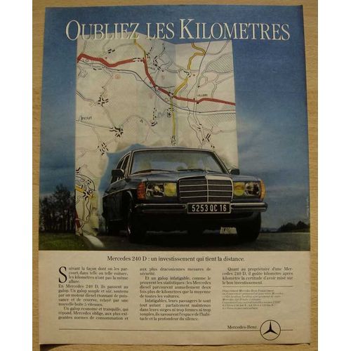 Publicité Papier - Voiture Mercedes 240 D De 1982