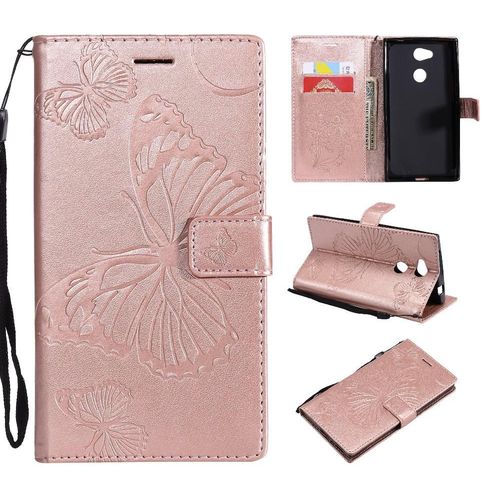 Flip Étui Pour Sony Xperia L2 Couverture Antichoc Couverture Magnétique Cuir Pu Flip Kickband Avec Support De Fente Pour Carte - Couleur Rose