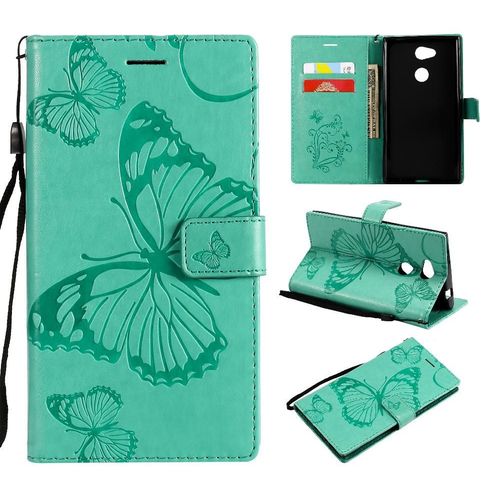 Flip Étui Pour Sony Xperia L2 Couverture Antichoc Couverture Magnétique Cuir Pu Flip Kickband Avec Support De Fente Pour Carte - Vert