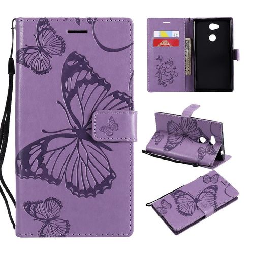 Flip Étui Pour Sony Xperia L2 Couverture Antichoc Couverture Magnétique Cuir Pu Flip Kickband Avec Support De Fente Pour Carte - Violet