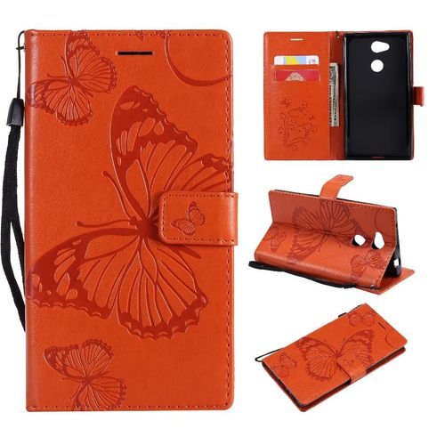 Flip Étui Pour Sony Xperia L2 Couverture Antichoc Couverture Magnétique Cuir Pu Flip Kickband Avec Support De Fente Pour Carte - Orange