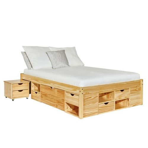Lit Multi-Rangements "Clark" 140x200cm Naturel