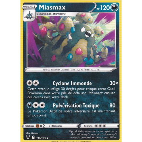 Carte Pokemon - Miasmax - 111/185 - Rare - Épée Et Bouclier 4 - Voltage Éclatant - Eb4 - Vf