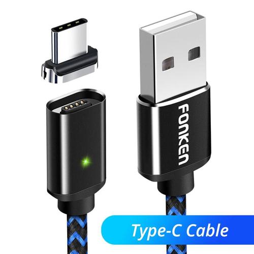 Câble magnétique Micro USB Type C aimant téléphone USB câble chargeur rapide  3A cordon de Charge rapide pour fil de téléphone portable Android - Type  Black Type C Cable-1m