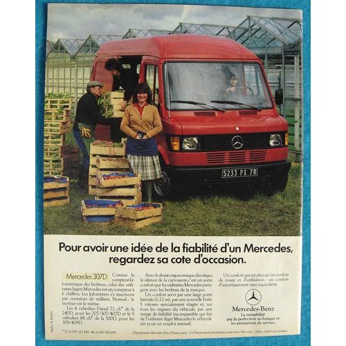 Publicité Papier - Véhicule Utilitaire Mercedes 307 D De 1984