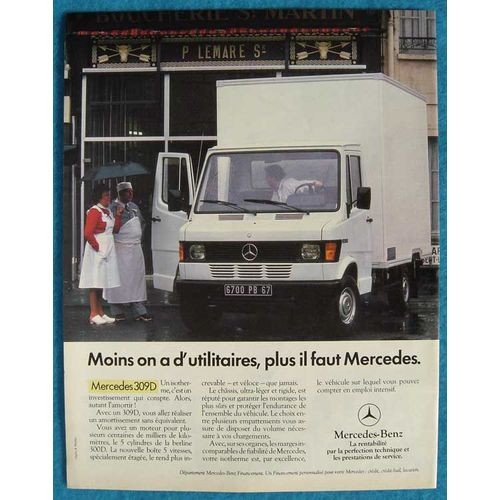 Publicité Papier - Véhicule Utilitaire Mercedes 309 D De 1984