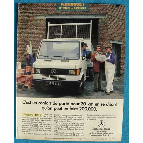 Publicité Papier - Véhicule Utilitaire Mercedes 409 D De 1984