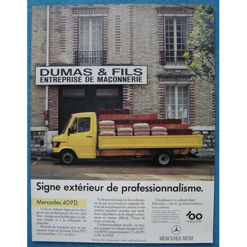 Publicité Papier - Véhicule Utilitaire Mercedes 409 D De 1986
