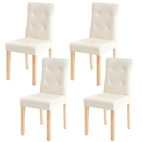 4x Chaise De Salle À Manger Hwc-E58, Fauteuil   Similicuir Crème, Pieds Clairs