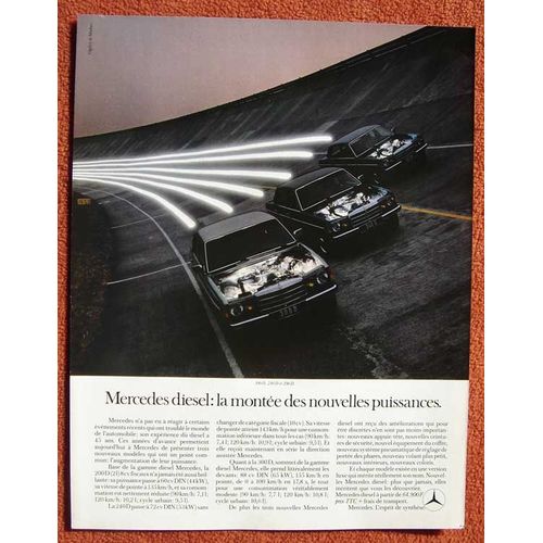 Publicité Papier - Voitures Mercedes 200d, 240d, 300d De 1980