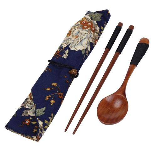 Service De Table Portable En Bois, Vintage + Sac Bleu, 12 Juillet