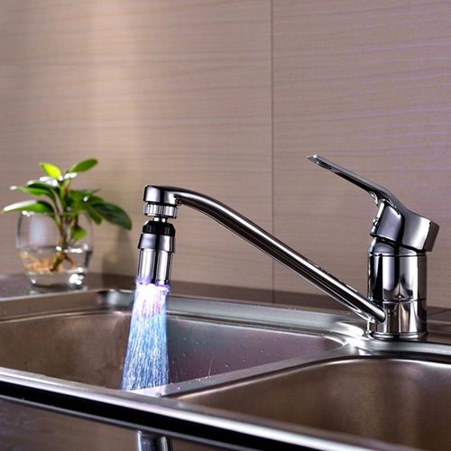 Robinet de douche à jet lumineux LED, buse d'eau de lavabo, robinets de cuisine, thermostat 7 couleurs changeantes 1224