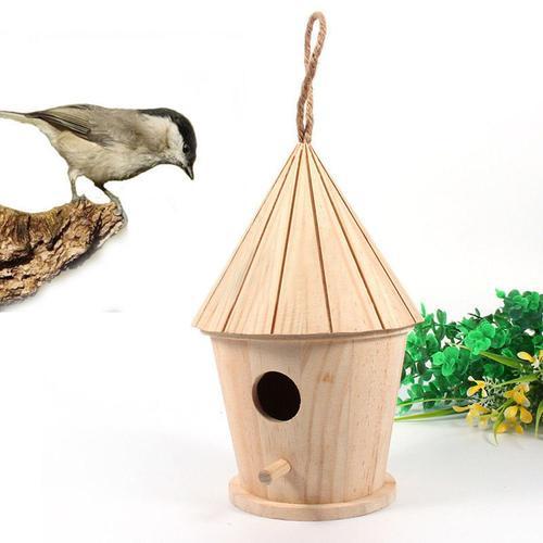 Nid D'oiseau Suspendu En Bois Naturel 20arl16, Cage À Oiseaux, Lieu De Repos, Maison D'extérieur Murale, Boîte En Bois