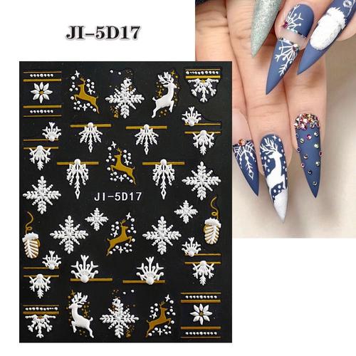 Autocollants Pour Nail Art, Autocollants Pour Gants, Motif Pull, Flocons De Neige Blancs, Décoration D'ongles, Noël, Dessin Animé, Ours 