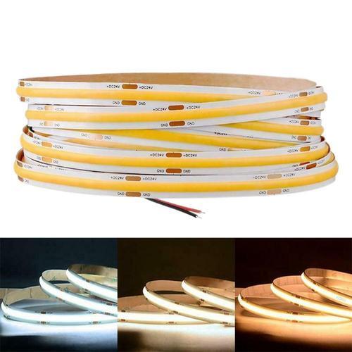 Bande Lumineuse Led 384 Avec Technologie Cob, Flexible, Blanche, 4000k, Pour Chambre À Coucher Et Maison, 5mm 24v, Ra90, 5m