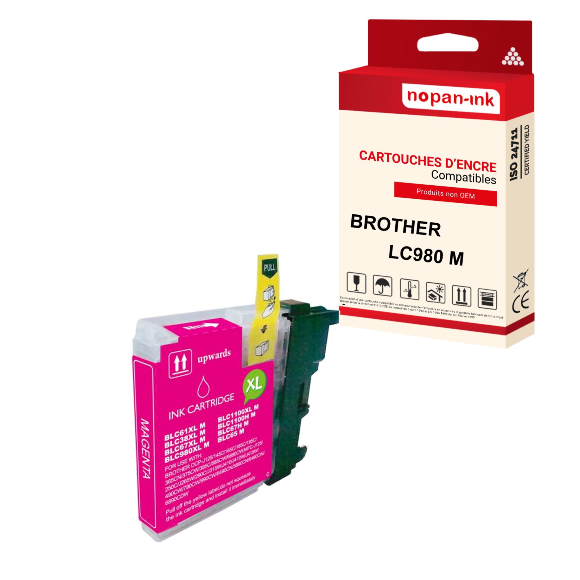 NOPAN-INK - x1 Cartouche compatible pour BROTHER LC 980 XL LC980XL Magenta (Soleil) pour Brother DCP 145 C 160 Series 165 C 190 Series 195 C 197 C 375