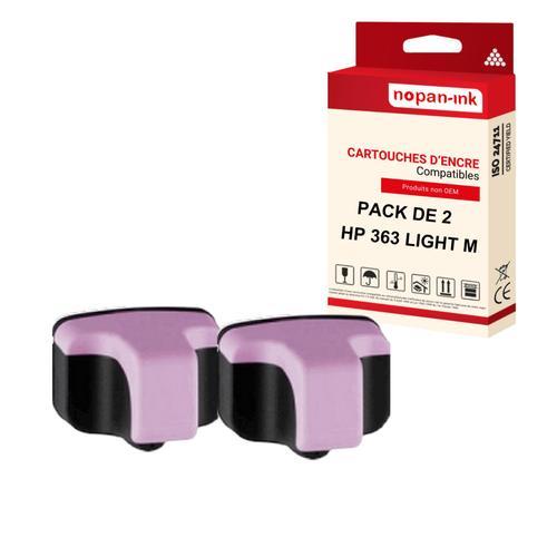 NOPAN-INK - x2 Cartouches compatibles pour HP 363L XL 363LXL Light Magenta pour HP PhotoSmart 3100 Series 3110 3200 Series 3210 3300 Series 3310 8250