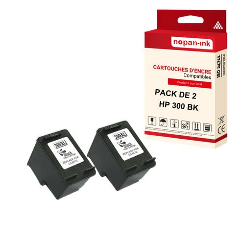 NOPAN-INK - x2 Cartouches compatibles pour HP 300 XL 300XL Noir pour HP DeskJet D 1663 2560 2600 Series 2660 5560 DeskJet F 2400 Series 2420 2480 248