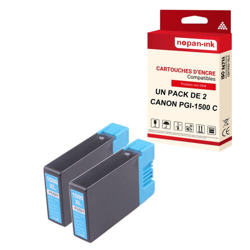 NOPAN-INK - x2 Cartouches compatibles pour CANON 1500 XL 1500XL Cyan pour Canon Maxify MB 2000 Series MB 2050 MB 2100 Series MB 2150 MB 2155 MB 2300