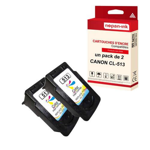 NOPAN-INK - x2 Cartouches compatibles pour CANON CL-513 XL CL-513XL Cyan + Magenta + Jaune pour Canon IP 2700 MP 230 MP 235 MP 240 MP 250 MP 252 MP 2