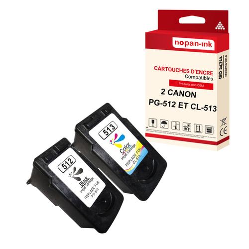 NOPAN-INK - x2 Cartouches compatibles pour CANON PG-512 XL + CL-513 XL PG-512XL + CL-513XL Noir + Cyan + Magenta + Jaune pour Canon IP 2700 MP 230 MP
