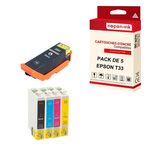 NOPAN-INK - x5 Cartouches T33 XL T33XL (Orange) compatibles EPSON Epson Expression Premium XP-530 XP-540 XP-630 XP-635 XP-640 XP-640 Series XP-645 XP-