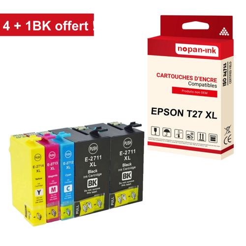 NOPAN-INK - x5 Cartouches T27 XL T27XL (Réveil) compatibles EPSON WorkForce WF-3620DWF WF-3620DWF Stickers WF-3640DTWF WF-7110DTW WF-7610DWF WF-7620DT